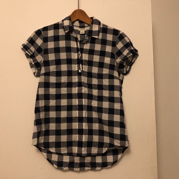 J. Crew Factory Gingham Short-Sleeved Popover Shirt - Picture 3 of 5